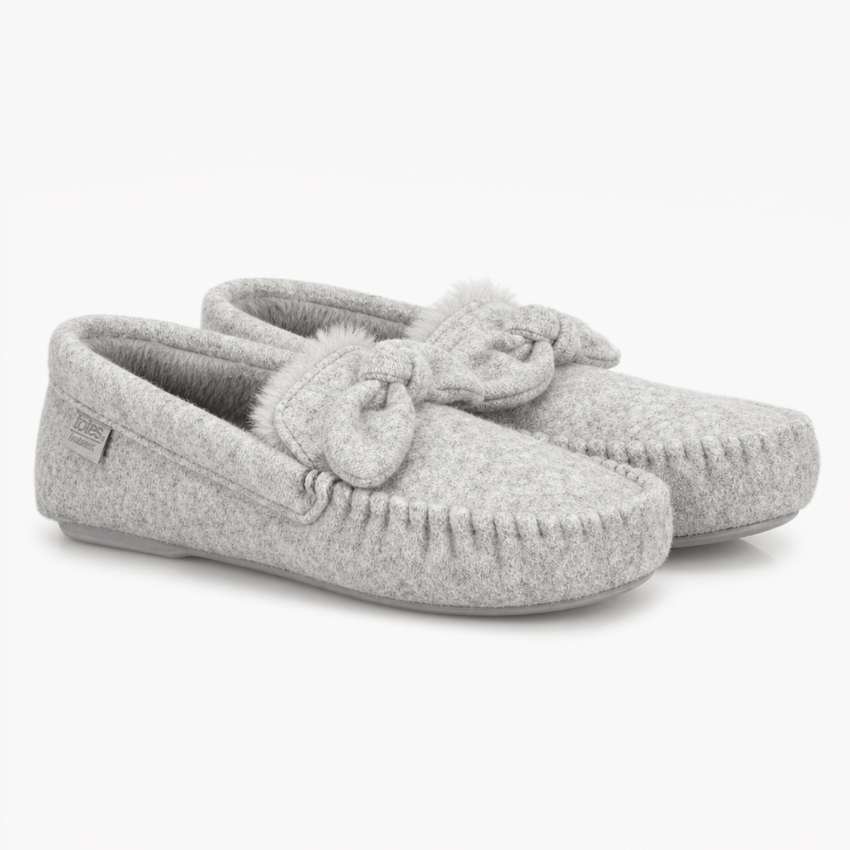Totes Isotoner BRUSHED MARL MOCCASIN SLIPPERS Womens Moccasins Grey