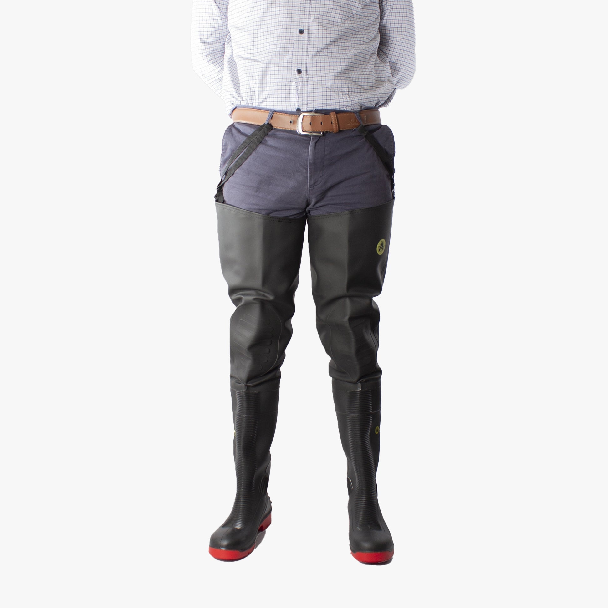 Amblers Safety RHONE Unisex Safety Thigh Waders Black/Red