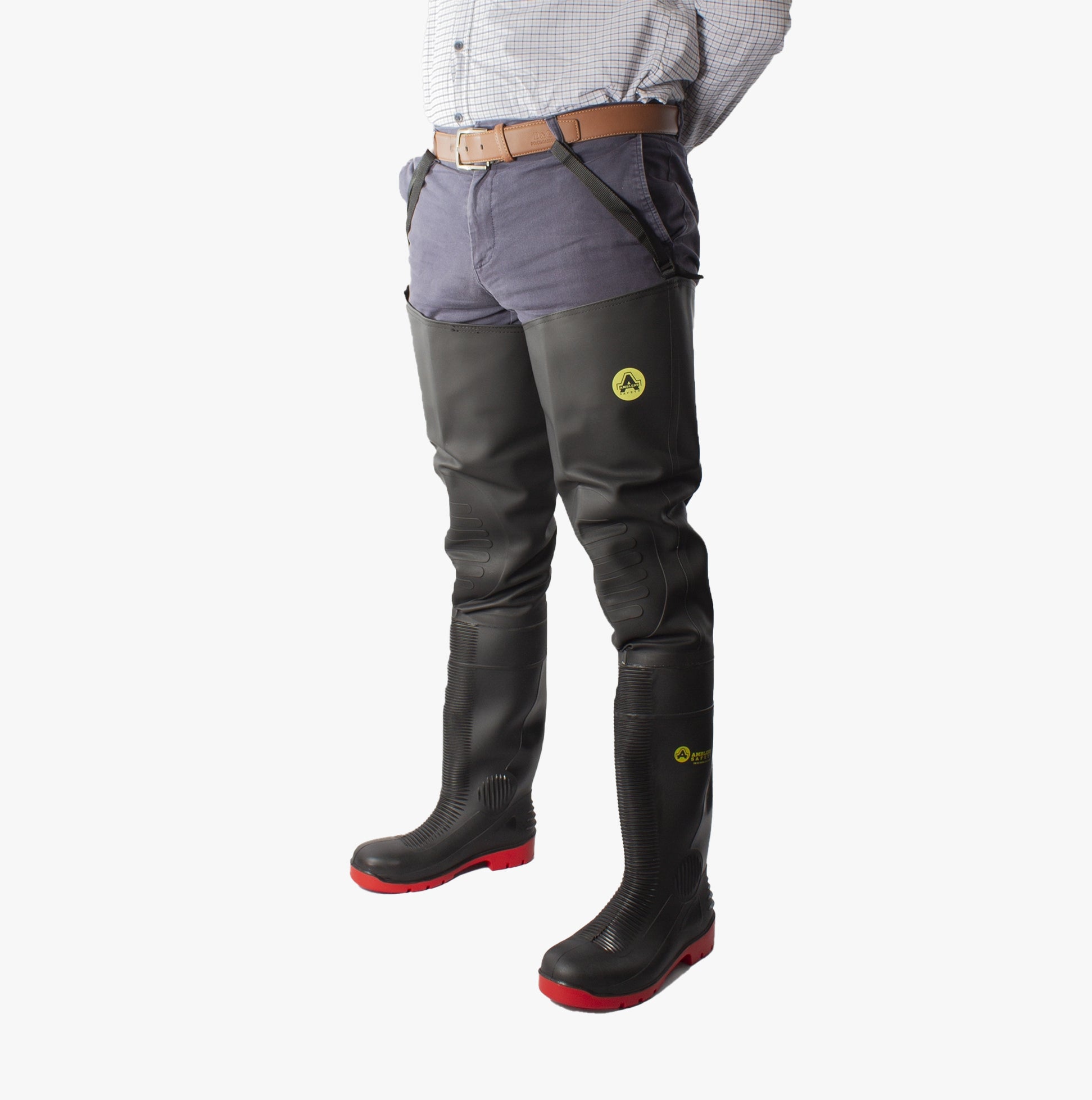 Amblers Safety RHONE Unisex Safety Thigh Waders Black/Red
