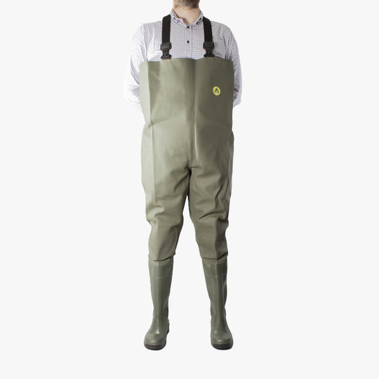 Amblers Safety Tyne Unisex Steel Toe Chest Waders Green