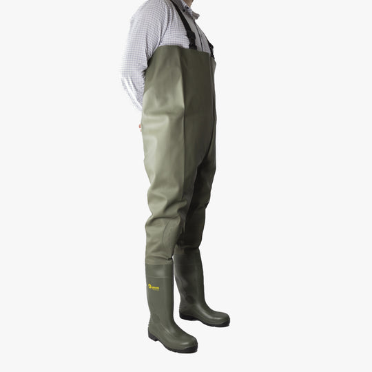 Amblers Safety Tyne Unisex Steel Toe Chest Waders Green