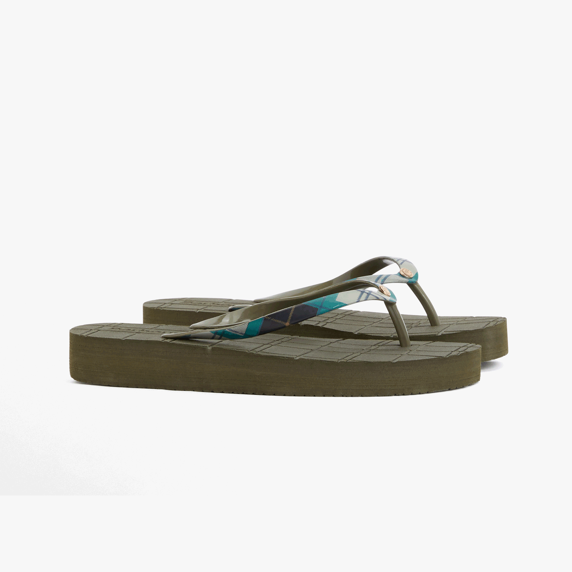 Barbour TILDA POST Womens Toe-Post Sandals Olive/Ancient Tartan