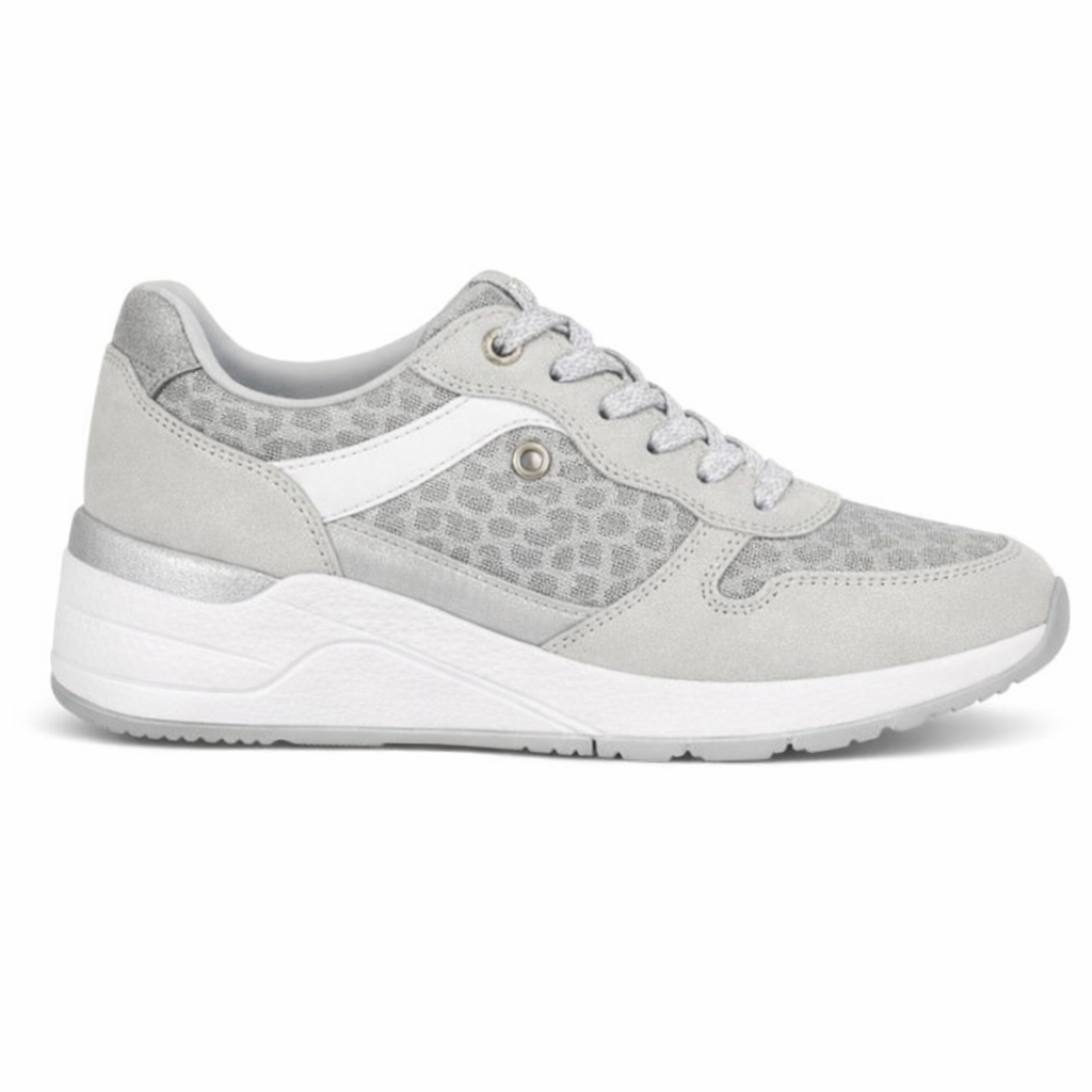 L529FS NOVELIA Ladies Trainers Silver/White/Animal Print
