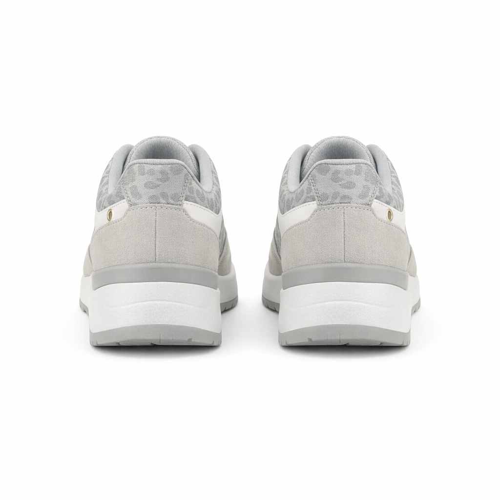 L529FS NOVELIA Ladies Trainers Silver/White/Animal Print