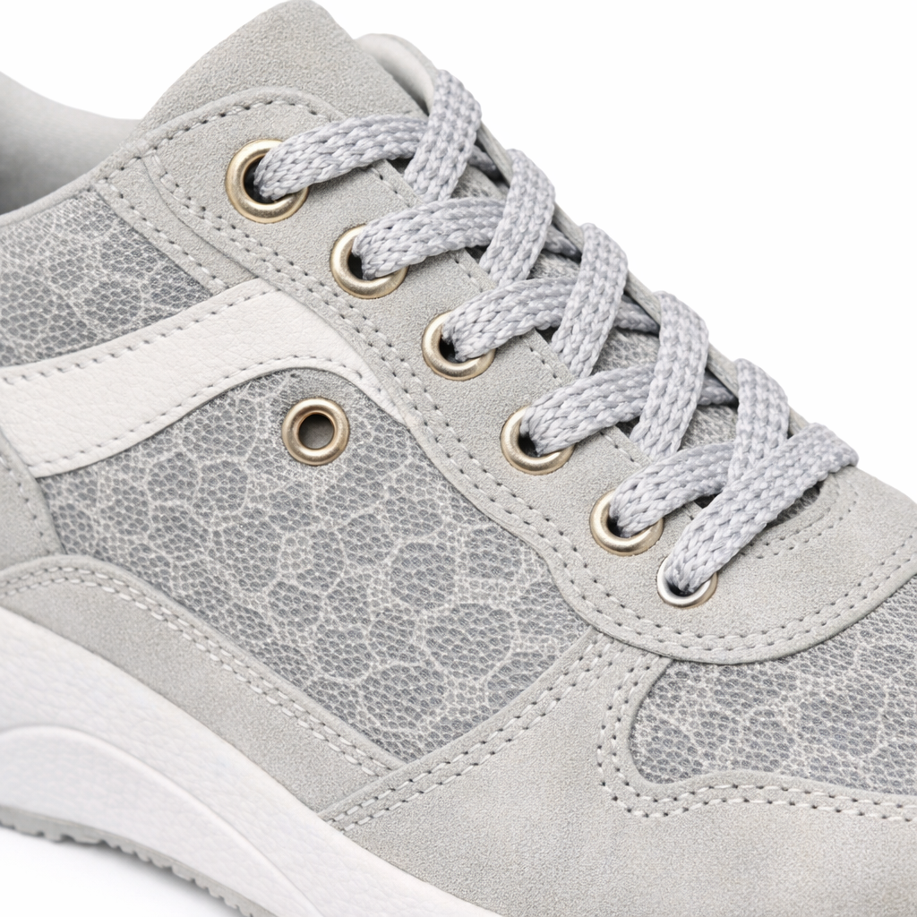 L529FS NOVELIA Ladies Trainers Silver/White/Animal Print
