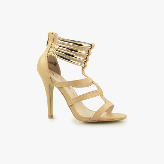 Anne Michelle JUDITH Womens Zip Up High Heel Shoes Camel