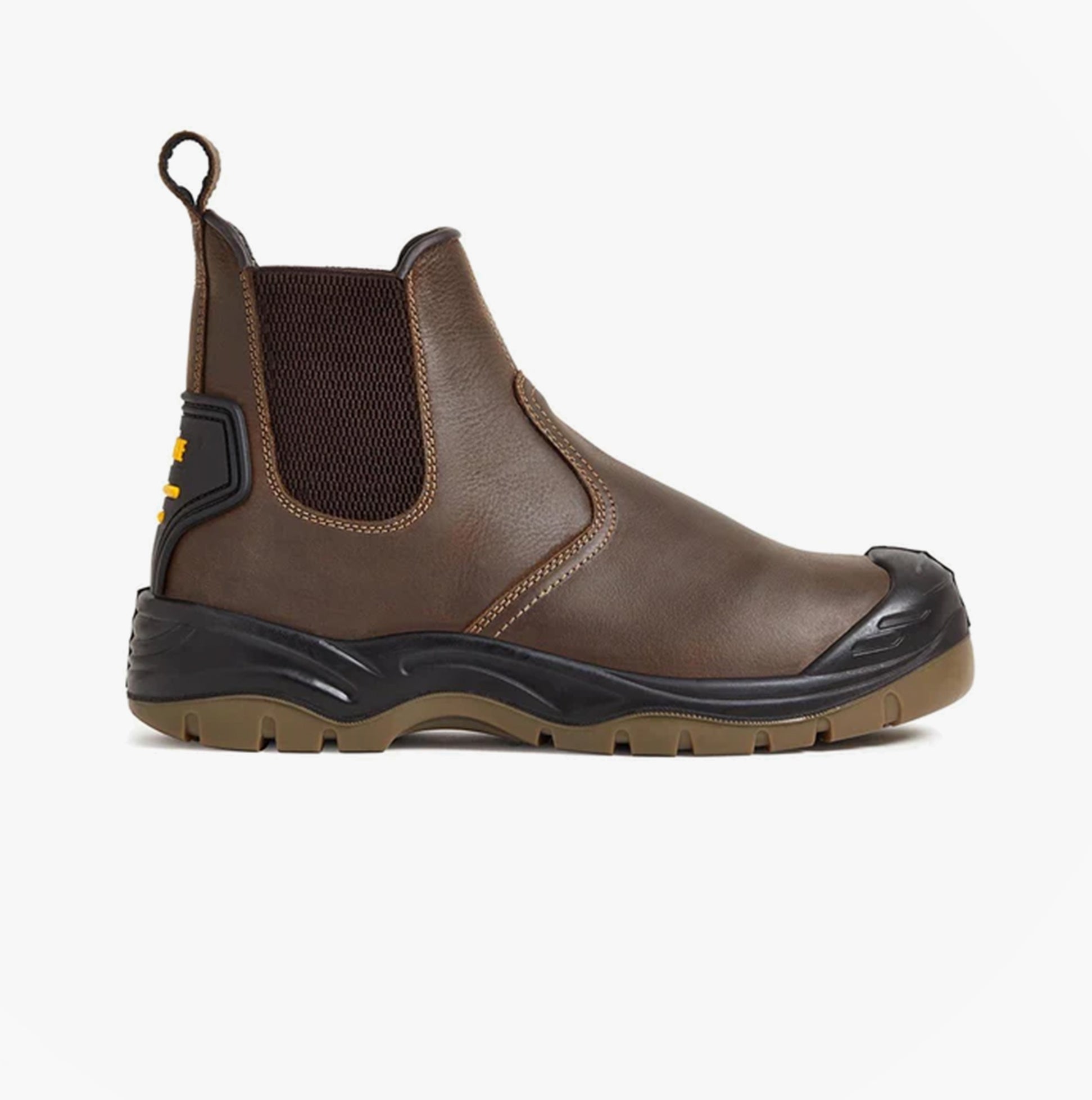 Apache AP715SM Unisex Dealer Boots Brown side view showcasing leather upper and rubber sole features.