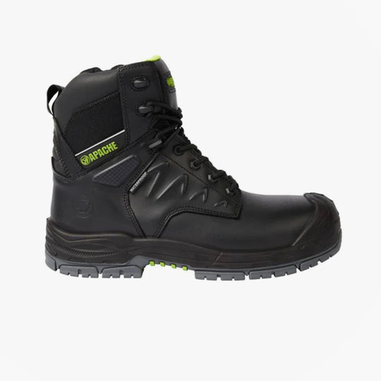 Apache CHILLIWACK Unisex Boots Black side view showcasing the leather upper and lace-up closure.