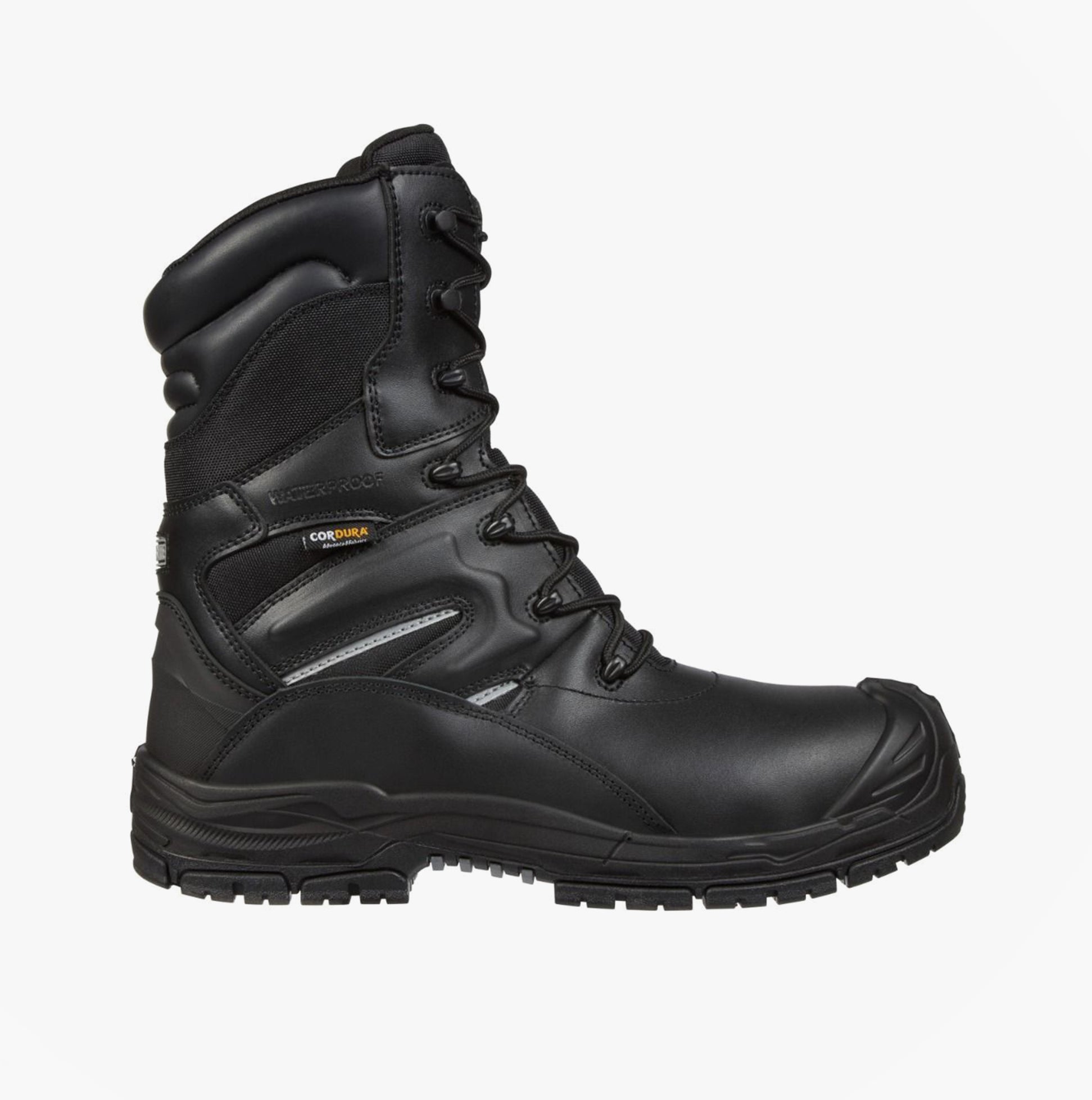 Apache COMBAT Unisex Boots Black side view showcasing leather upper and lace-up closure.