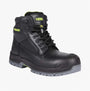 Apache CRANBROOK Unisex Boots Black side view showcasing leather upper and composite toe for safety.
