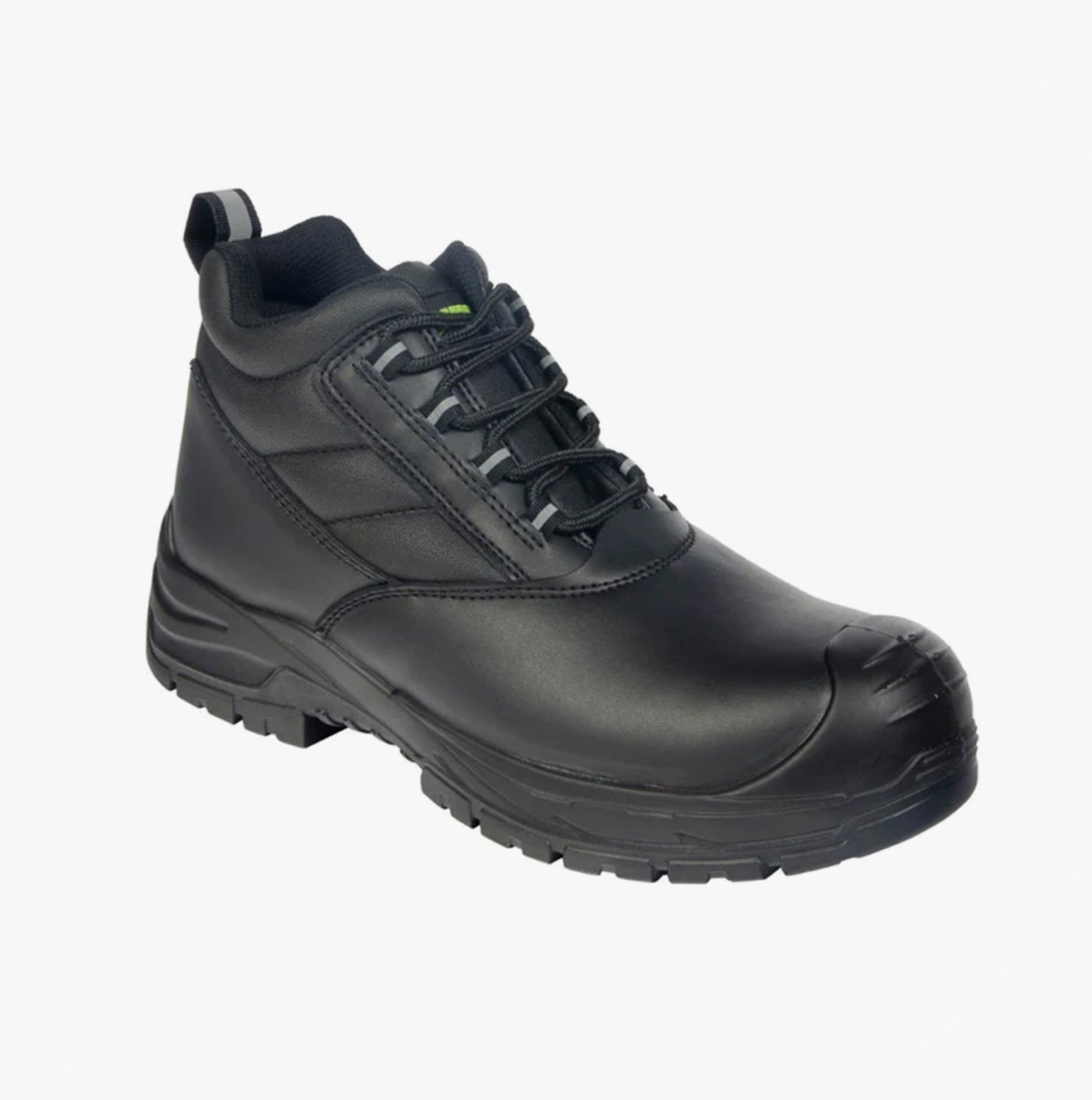Apache HAMILTON Unisex Boots Black side view featuring lace-up design and composite toe cap.
