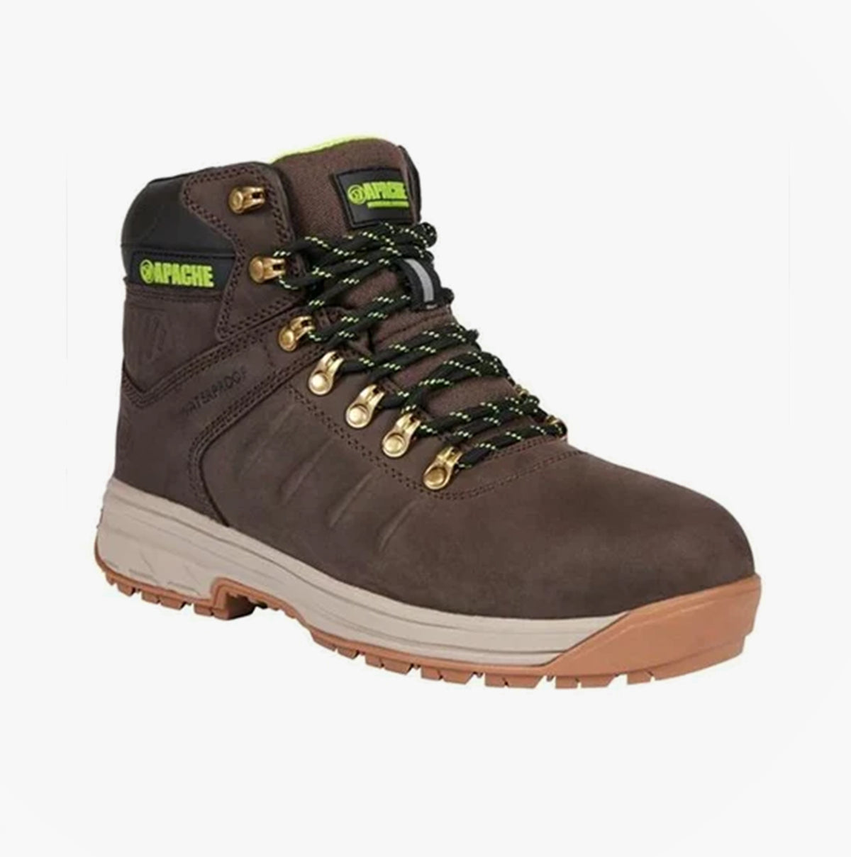 Apache MOOSE Unisex Boots Brown side view showcasing nubuck upper, lace-up design, and rubber sole.