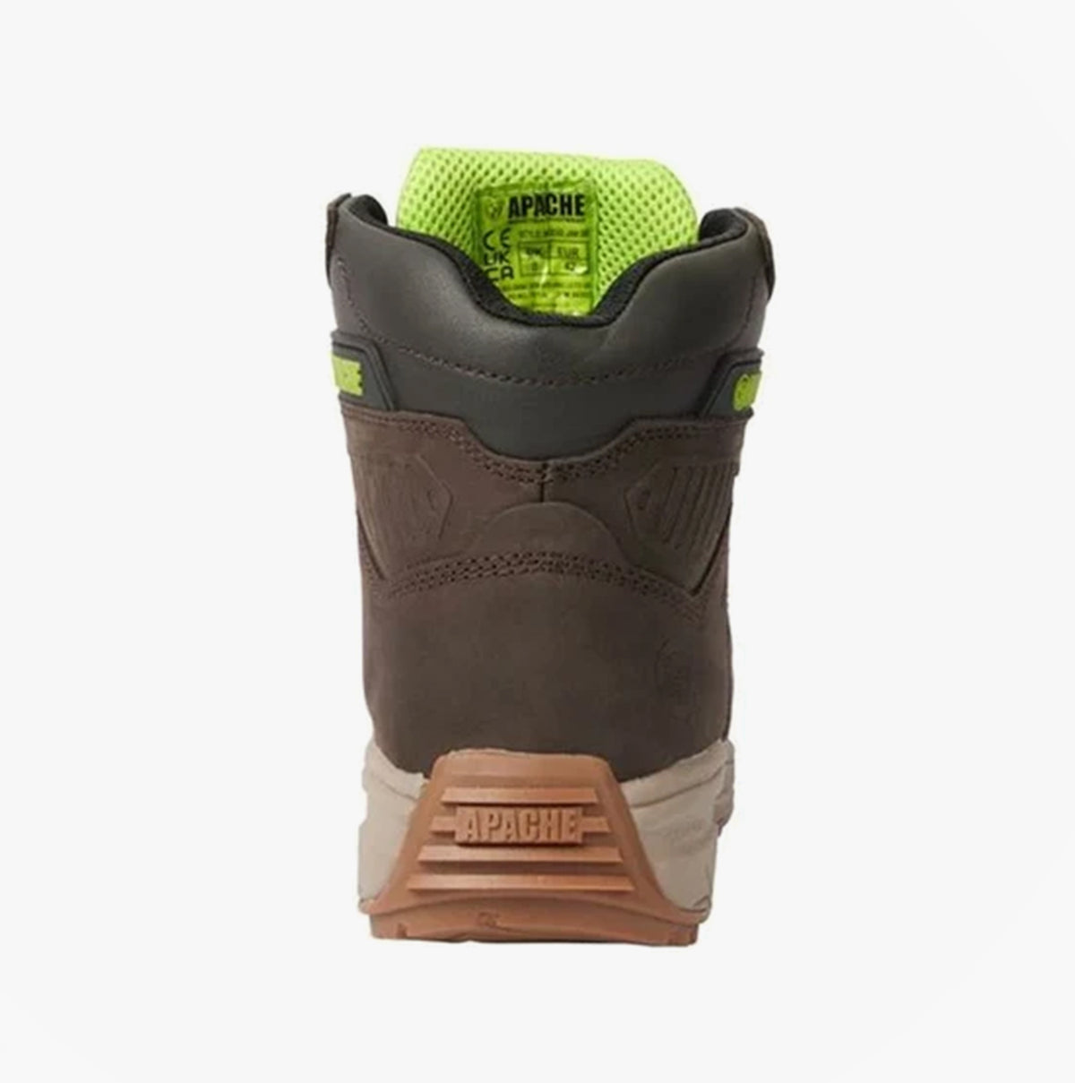 Apache MOOSE Unisex Boots Brown back view showing Nubuck upper, rubber sole, and textile lining for comfort.