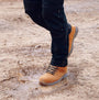 Apache MOOSE Unisex Boots Wheat side view featuring water resistant design and lace-up closure.