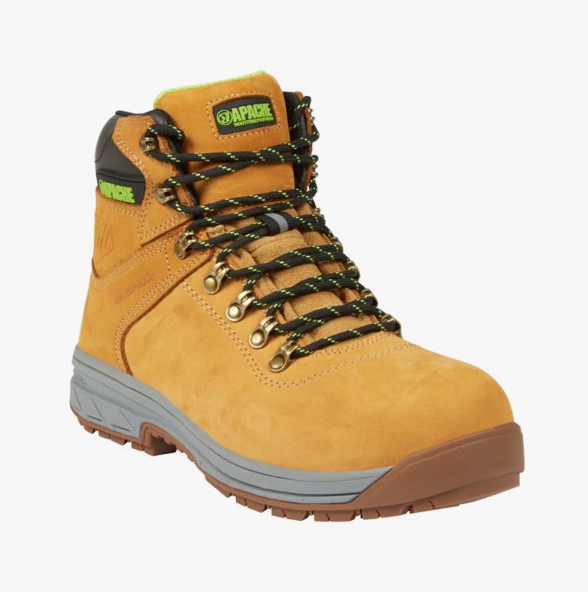 Apache MOOSE Unisex Boots Wheat side view showcasing nubuck upper, lace-up closure, and rubber sole.