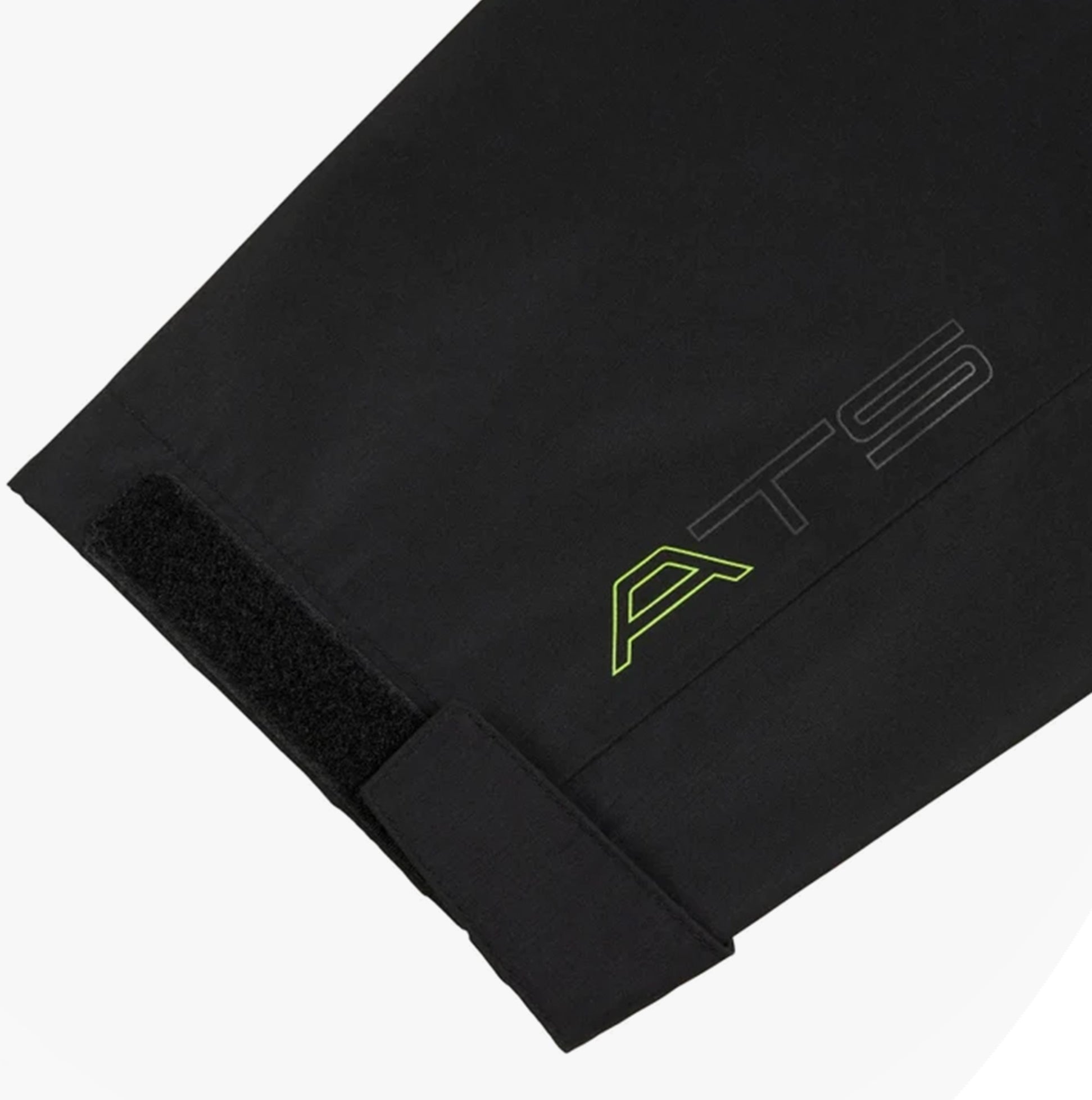 Apache OTTAWA Mens Waterproof Coat Black cuff detail showing Velcro fastening and logo in side view.