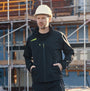 Apache OTTAWA Mens Waterproof Coat Black front view, worn by a man on a construction site.