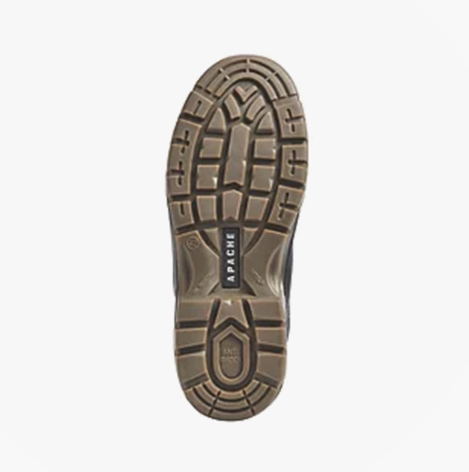 Apache RANGER Unisex Boots Black sole view with rubber traction pattern, showcasing durability and comfort features.
