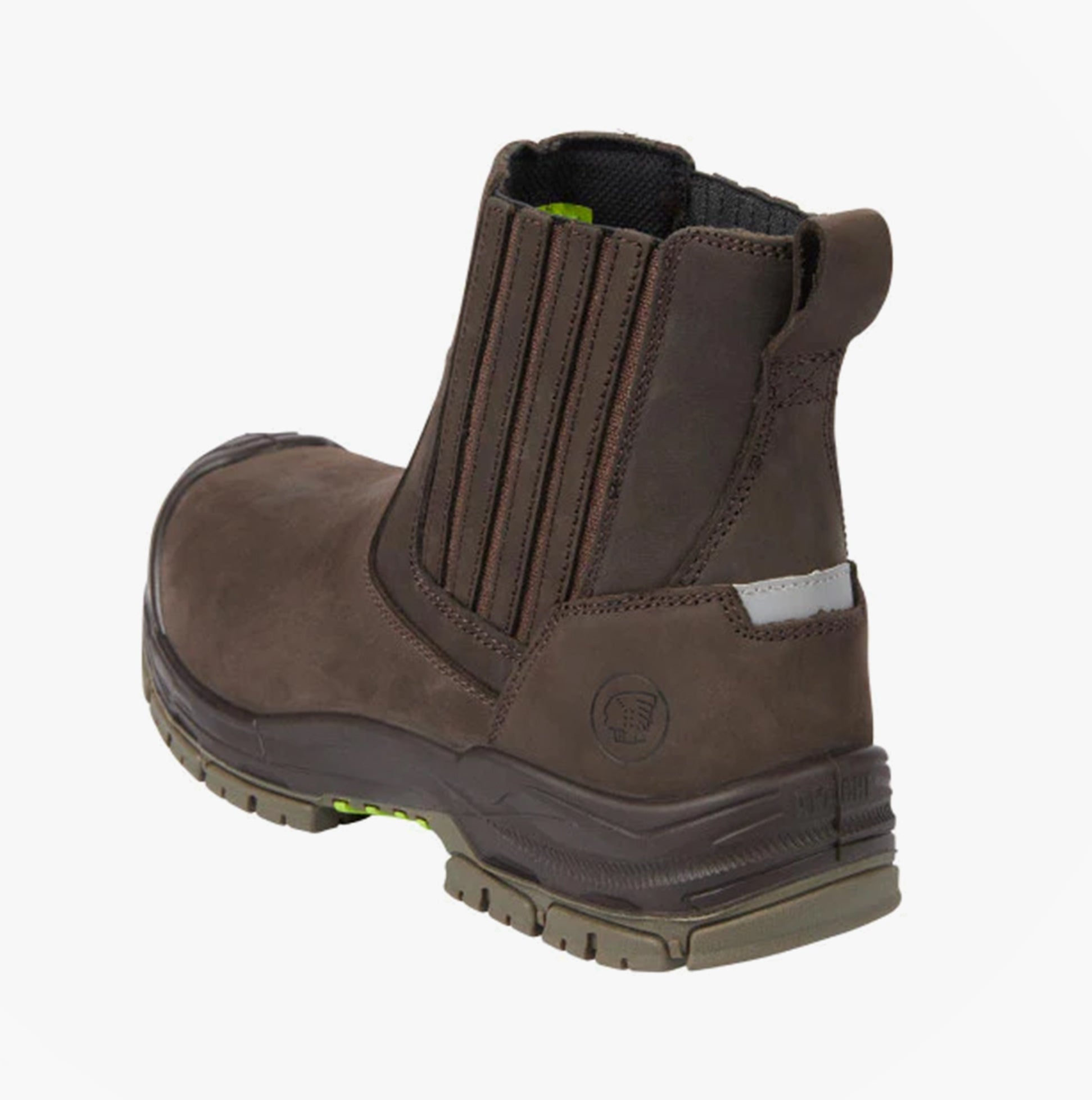 Apache WABANA Unisex Dealer Boots Brown back view with rubber sole and elastic side panels, showcasing comfort and water resistance.