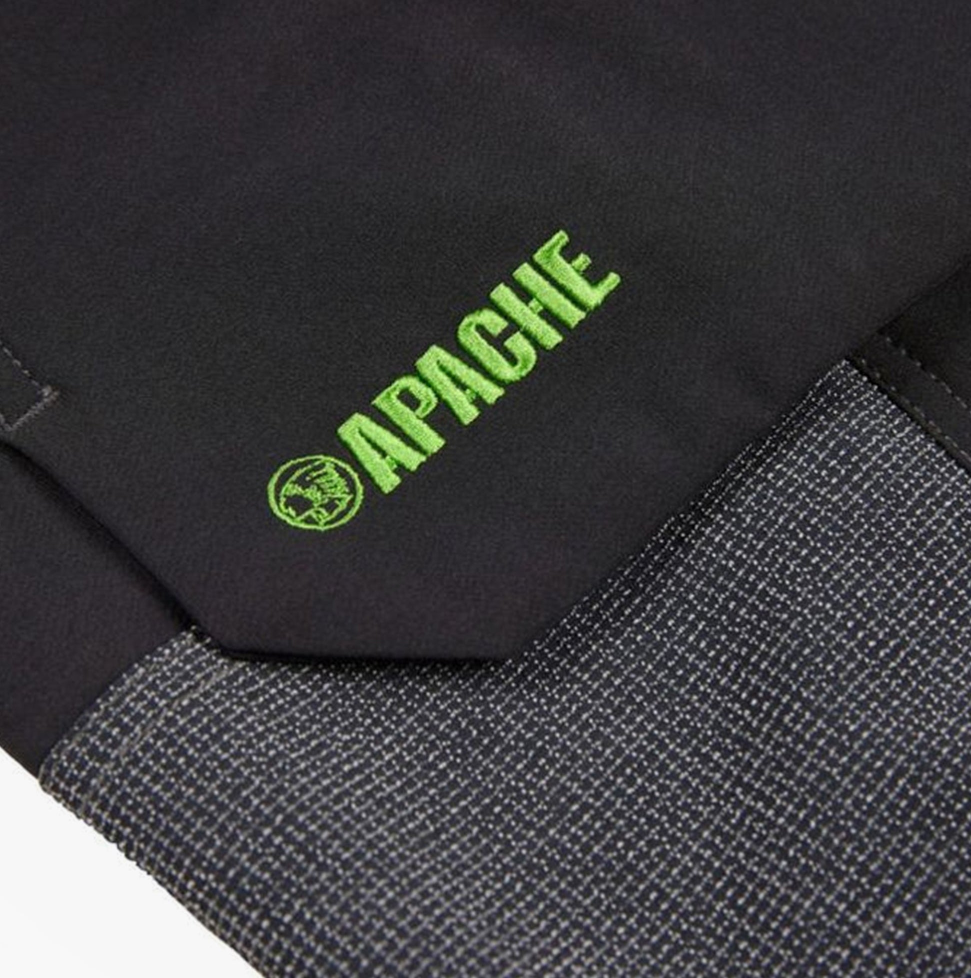 Apache WATSON Mens Workwear Joggers Black Grey detail view of fabric and logo