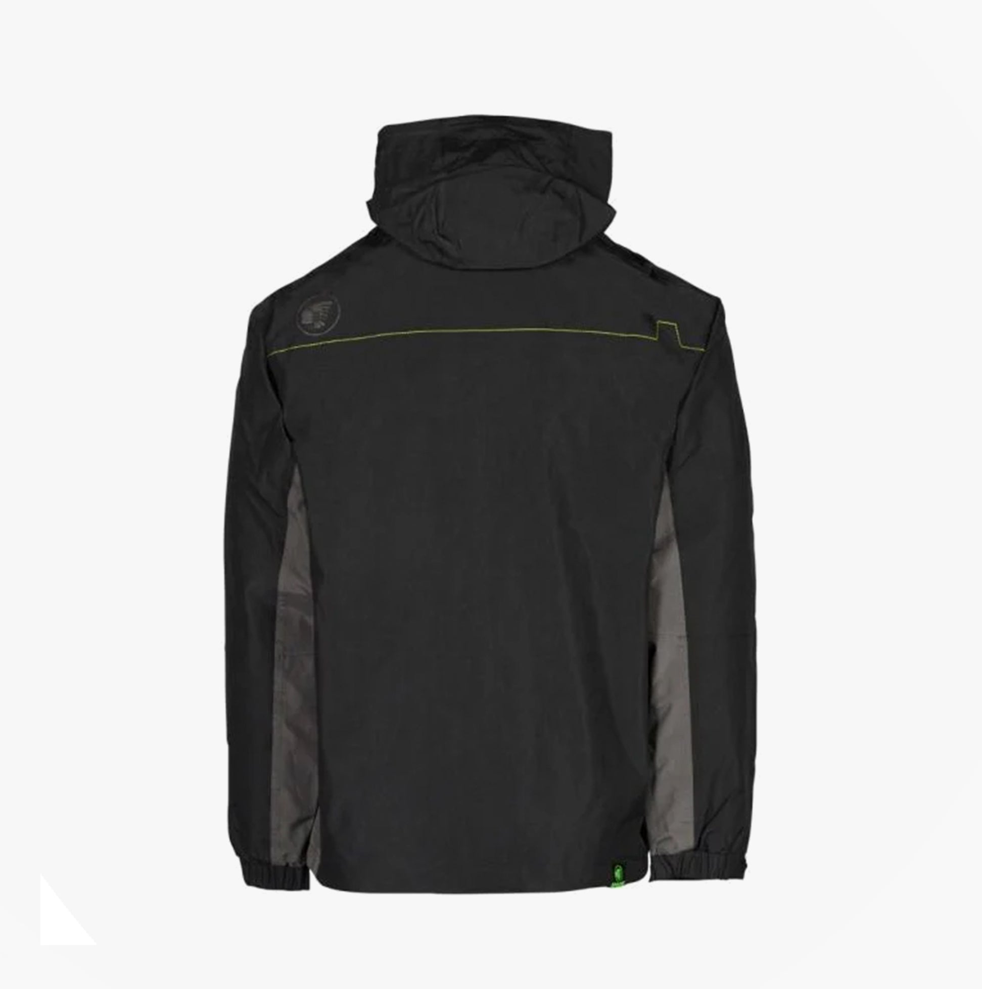 Apache WELLAND Mens Work Jacket Black Charcoal back view featuring hood and sleek design.