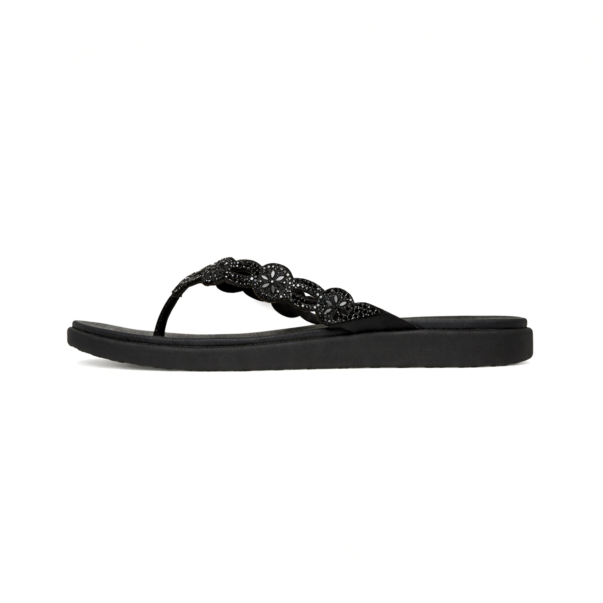 Skechers MEDITATION LUXE - DAZZLING FO Womens Toe-Post Sandals Black