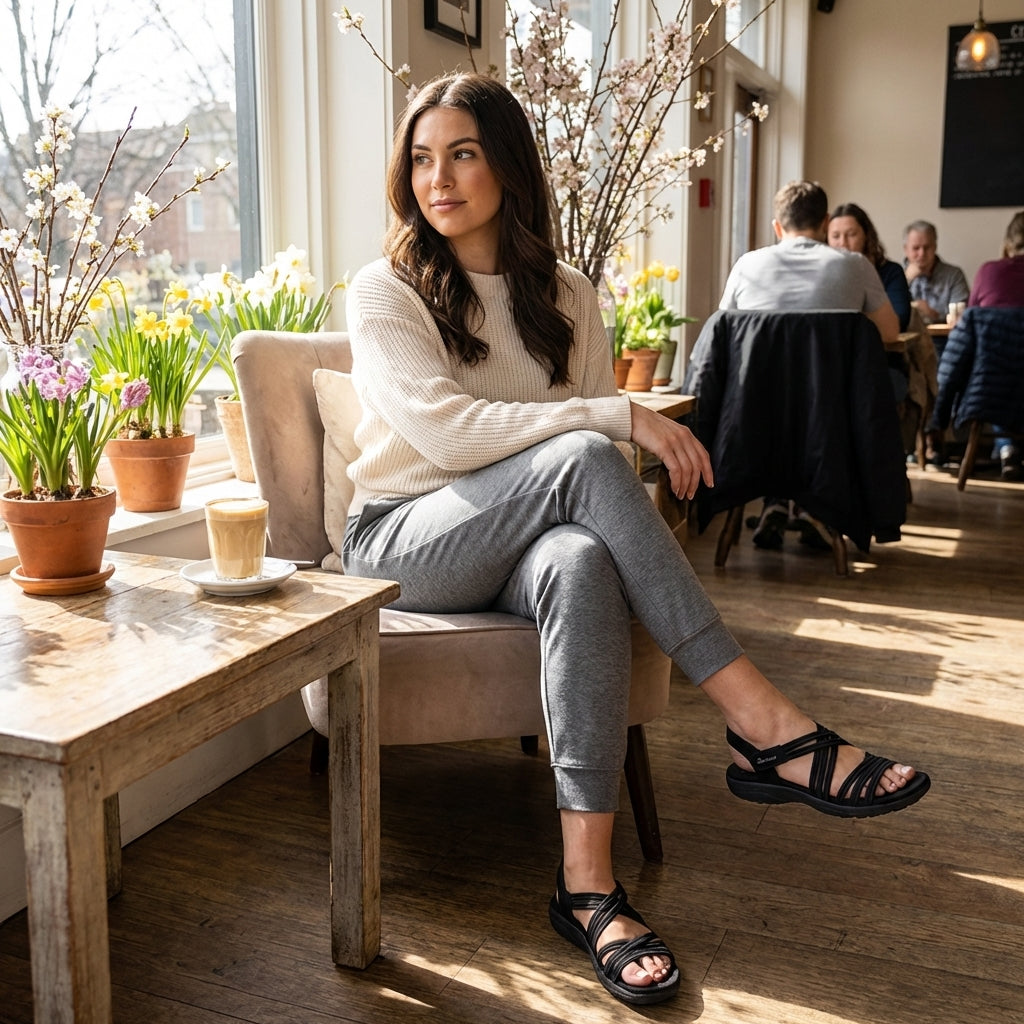 Skechers 164036 REGGAE SLIM - SUNNYSIDE 2.0 Womens Cross Strap Sandals Black