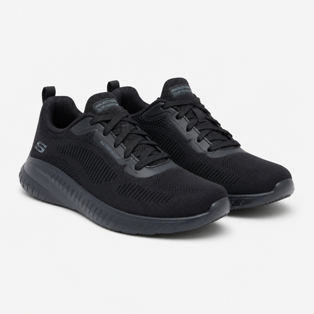 Skechers Work 108247WE Squad Chaos - Awoa Womens Slip Resistant Work Trainers Black