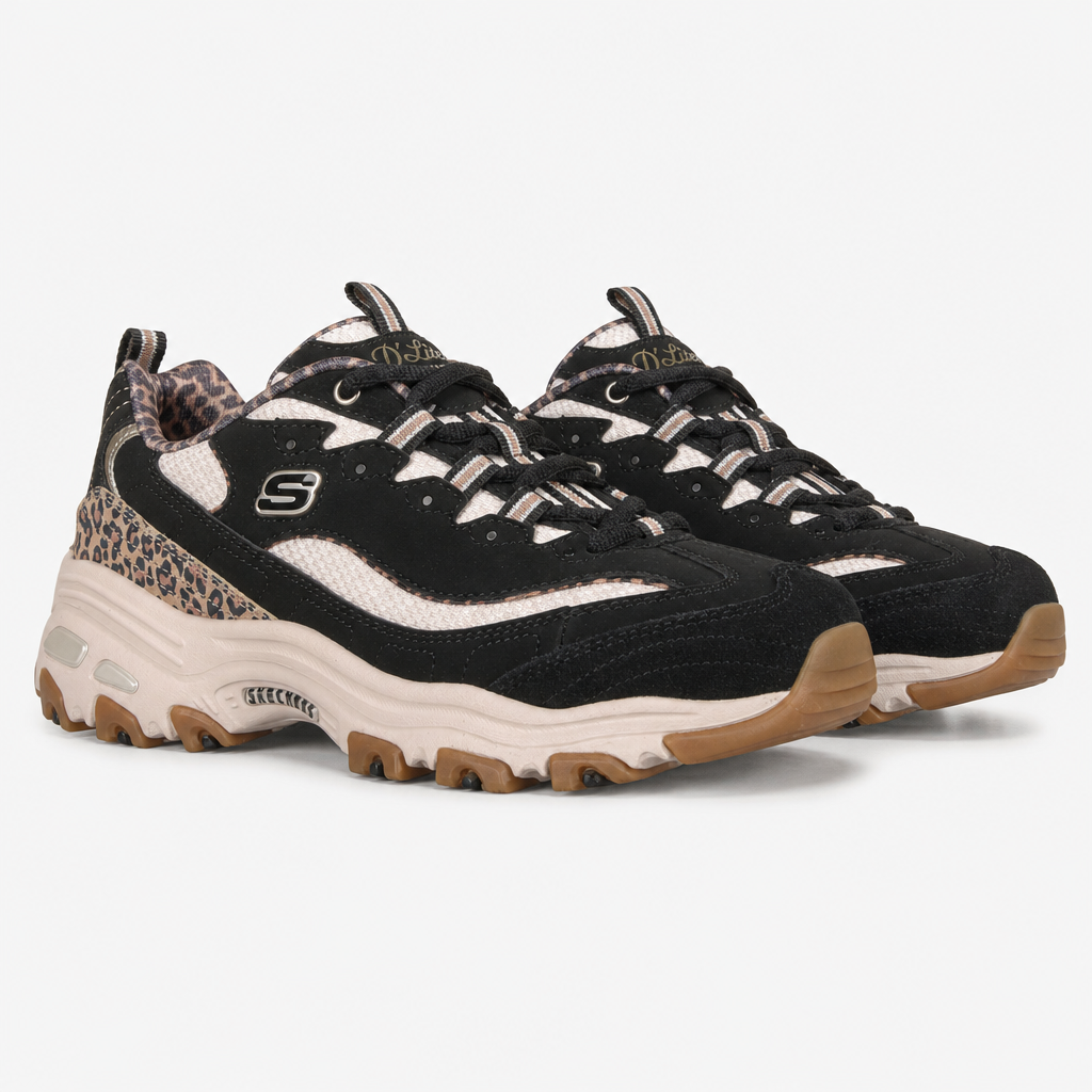 Skechers D'LITES - WILD CHARM Womens Casual Trainers Black