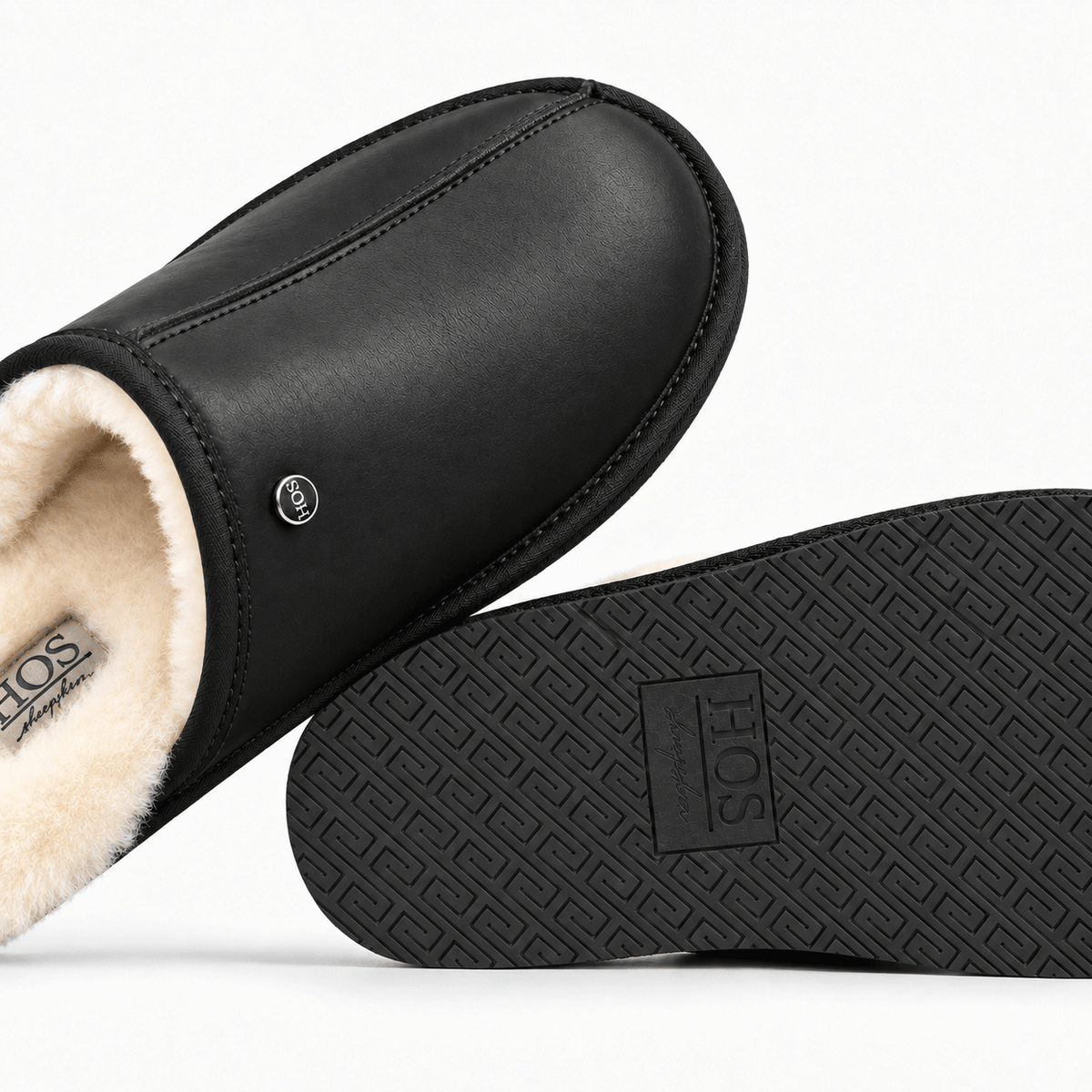 HOS Sheepskin EDWIN Mens Mules Black