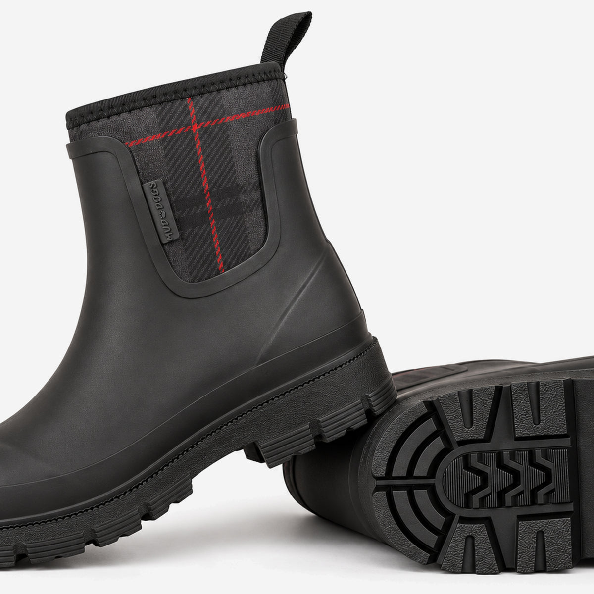 Mud Dogs BROOKE Womens Ankle Neoprene Wellies Black Check