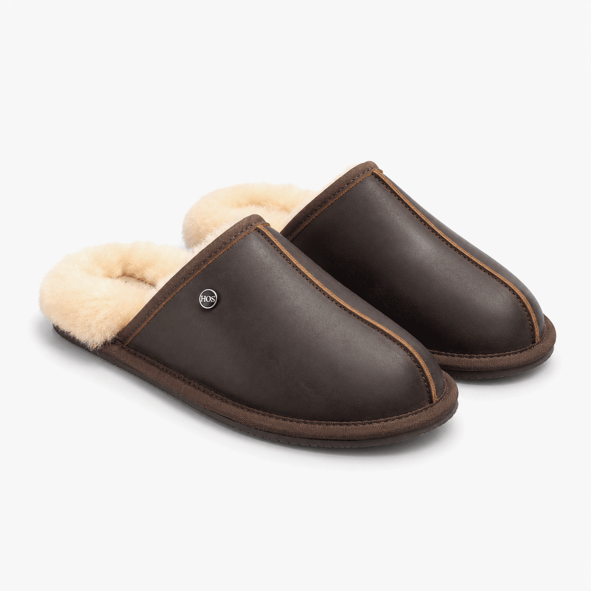 HOS Sheepskin EDWIN Mens Mules Brown