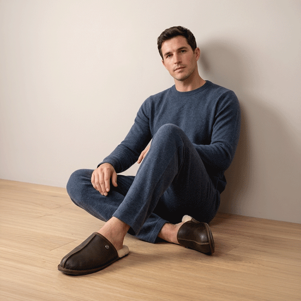 HOS Sheepskin EDWIN Mens Mules Brown