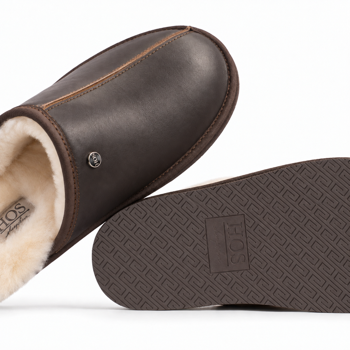 HOS Sheepskin EDWIN Mens Mules Brown