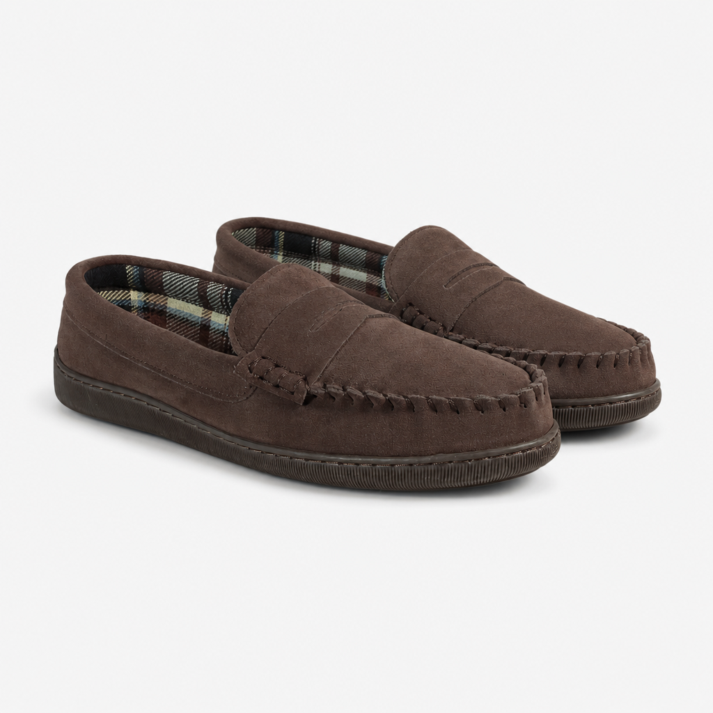 Jo & Joe BEAMSLEY Mens Moccasin Slippers Brown