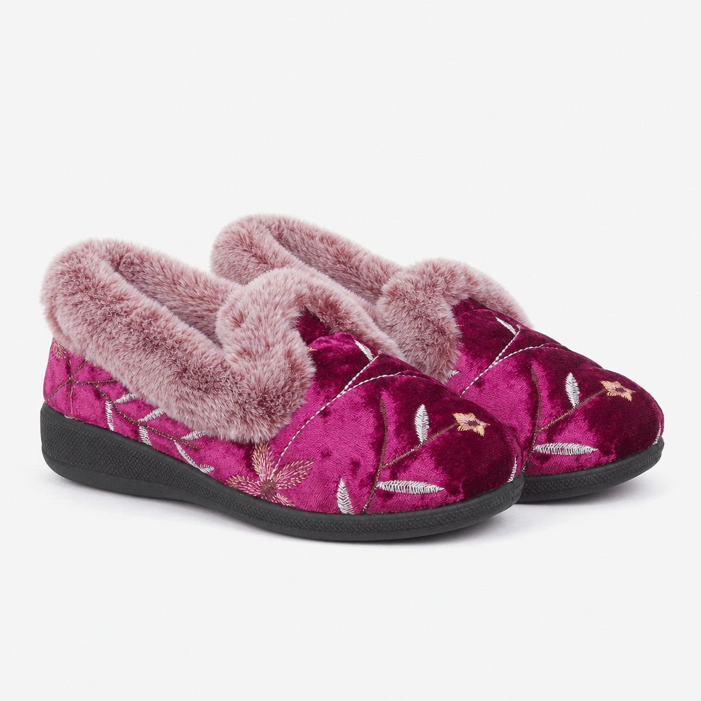 Jo & Joe MABEL Womens Full Slippers Burgundy