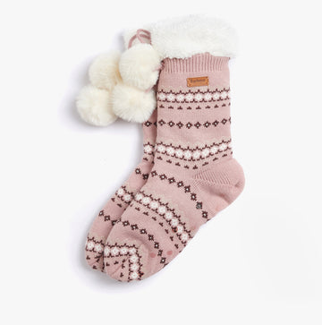 Barbour FAIRISLE Womens Lounge Socks Chocolate Mix