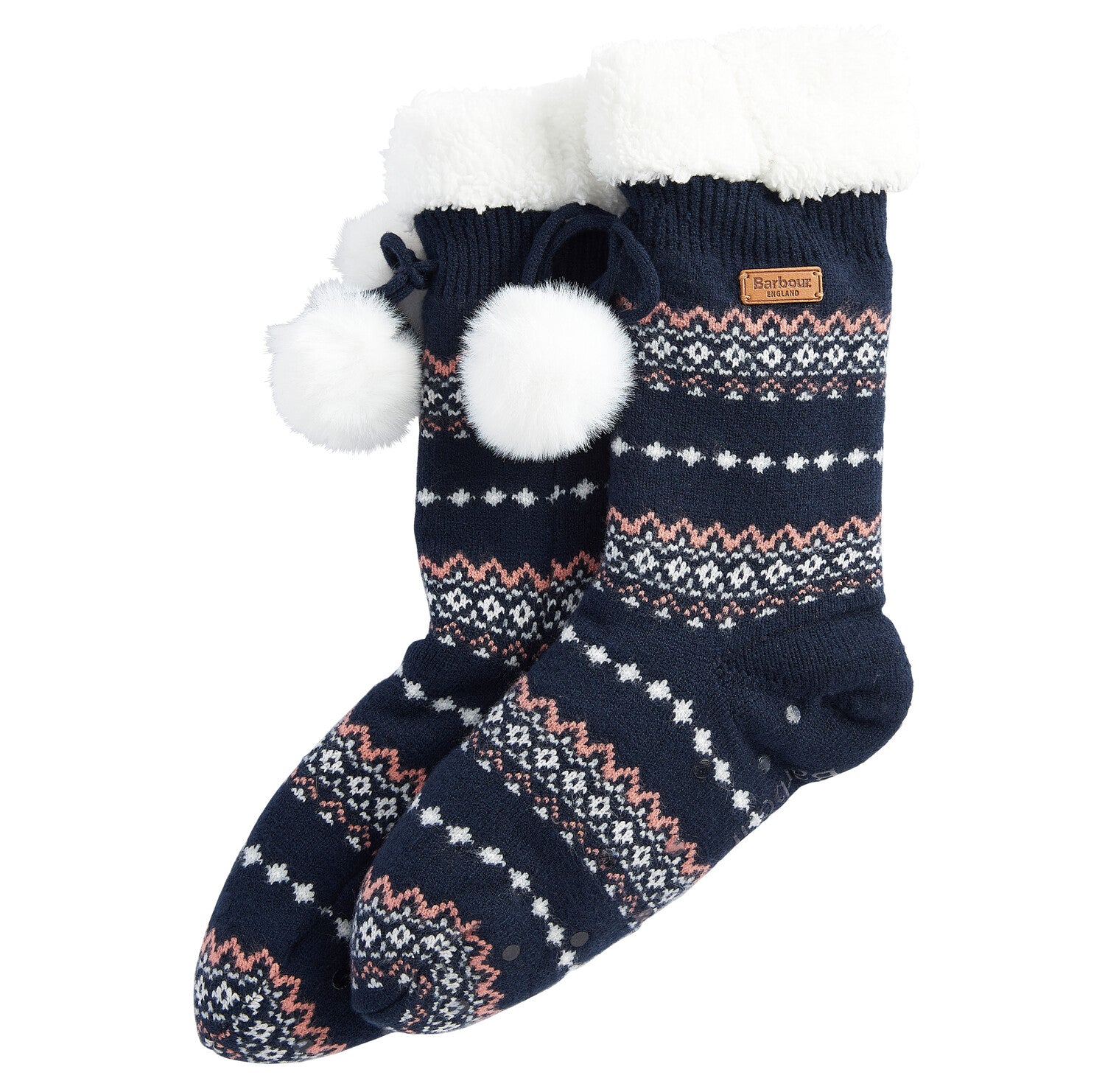 Barbour FAIRISLE  Lounge Socks Womens Pink/Navy