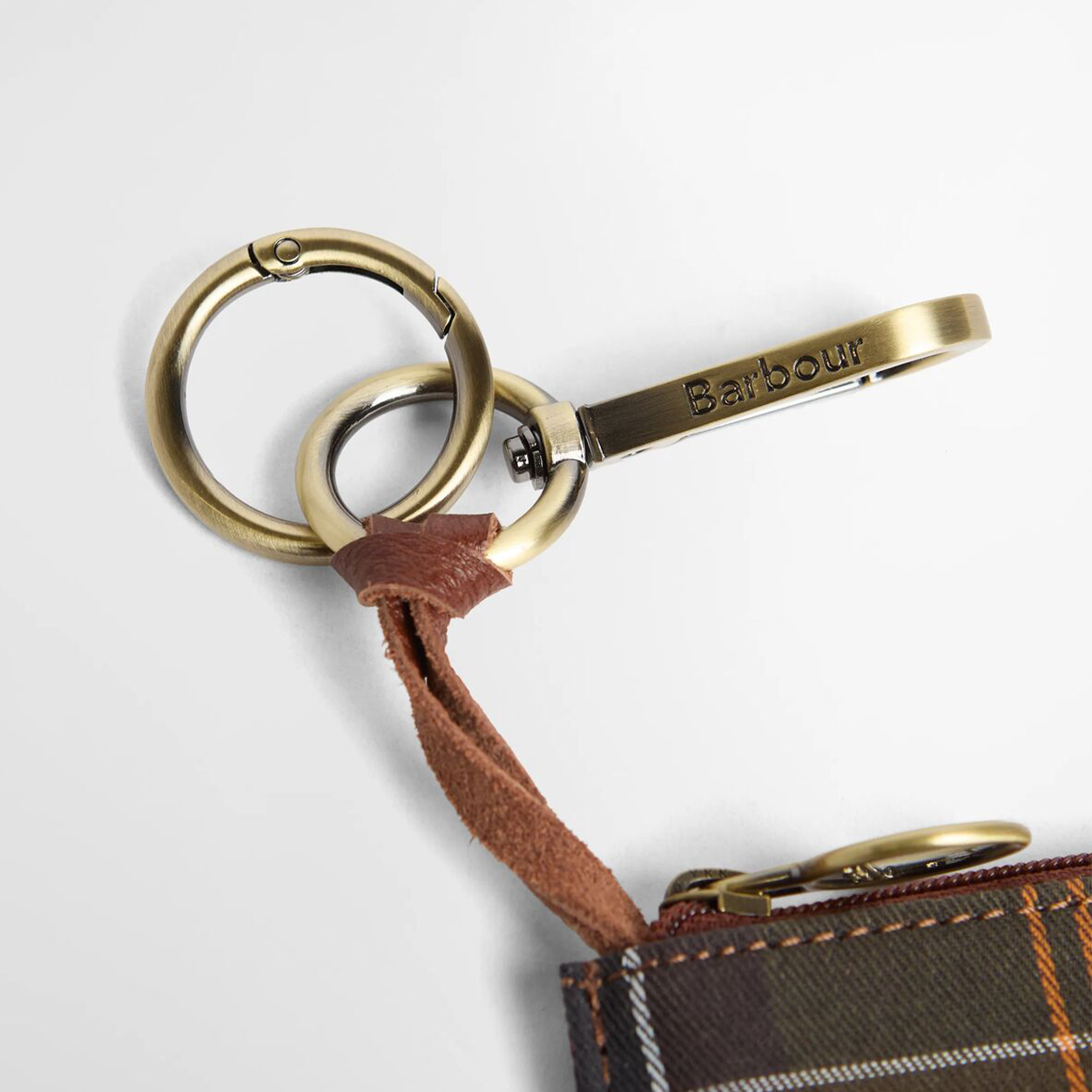 Barbour LEATHER COIN PURSE BAG CHARM Womens Purse Classic Tartan