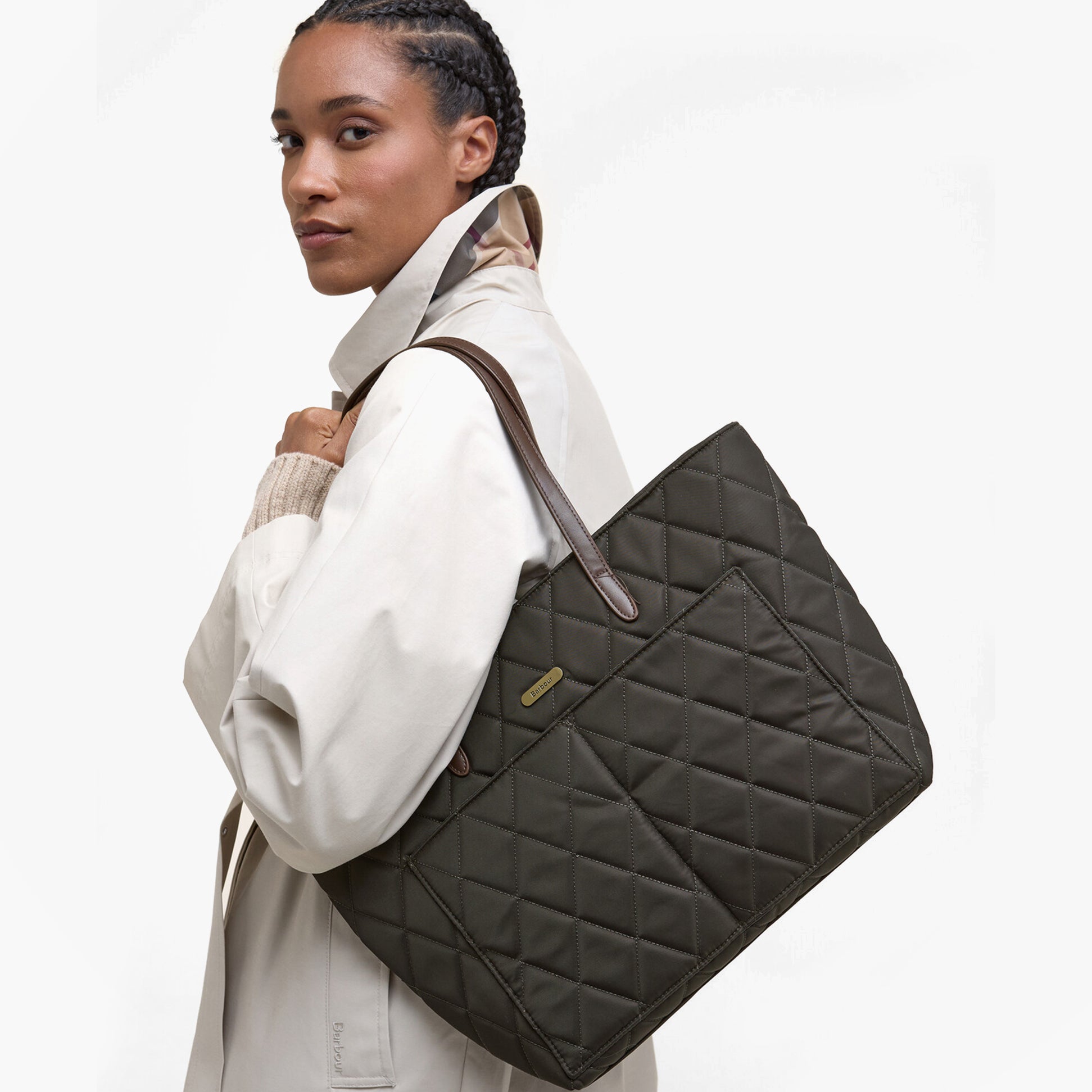 Barbour QUILTED Womens Tote Bag & Purse Olive