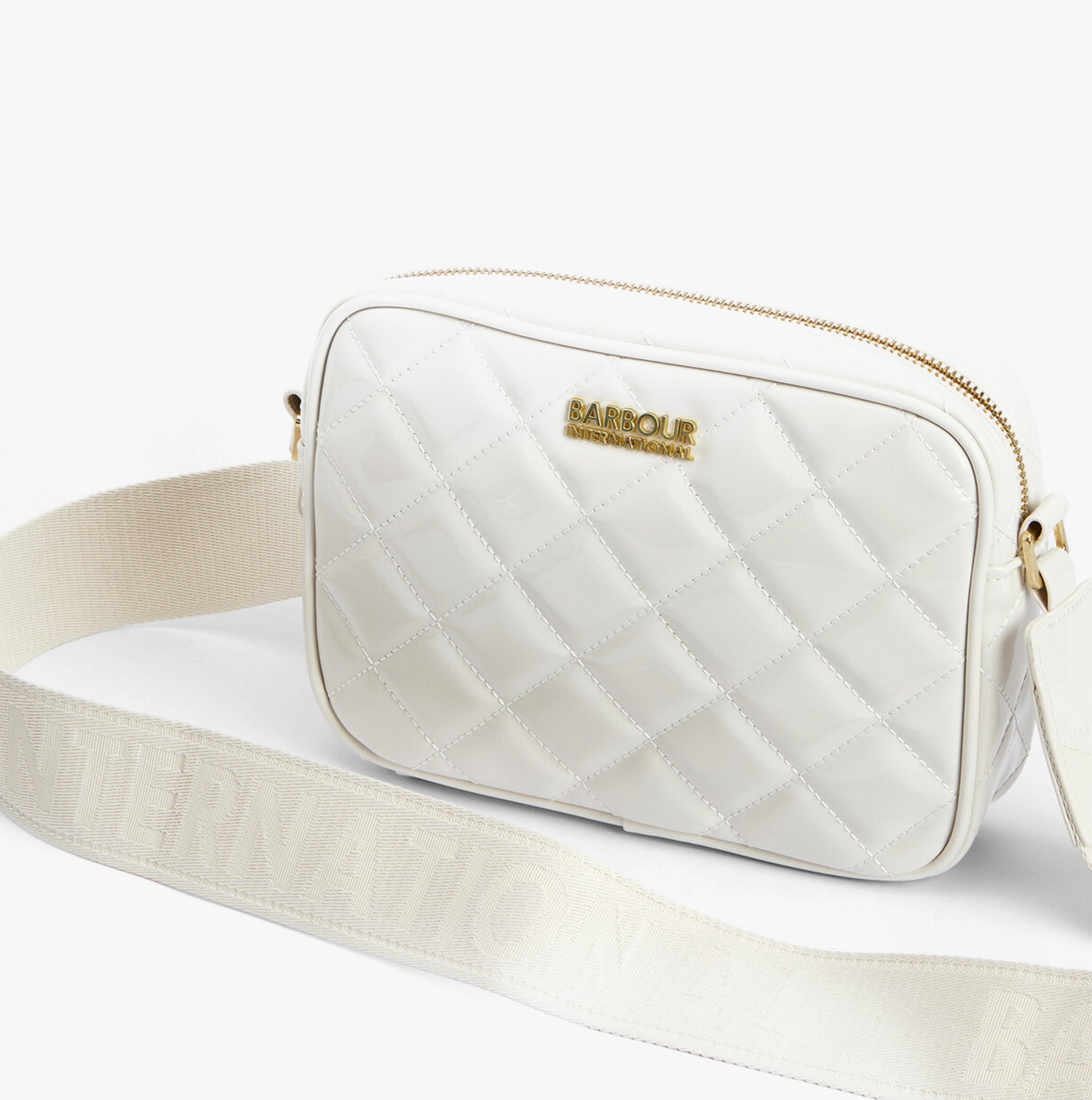 Barbour B.INTL QUILTED SLOANE Womens Crossbody Bag Gloss Silver Birch