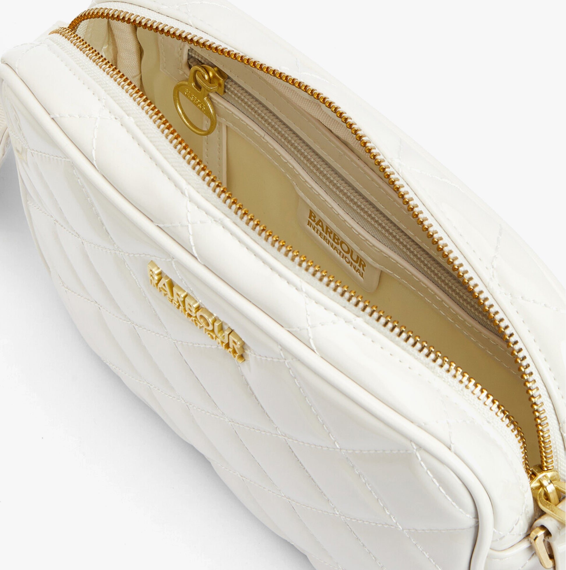 Barbour B.INTL QUILTED SLOANE Womens Crossbody Bag Gloss Silver Birch