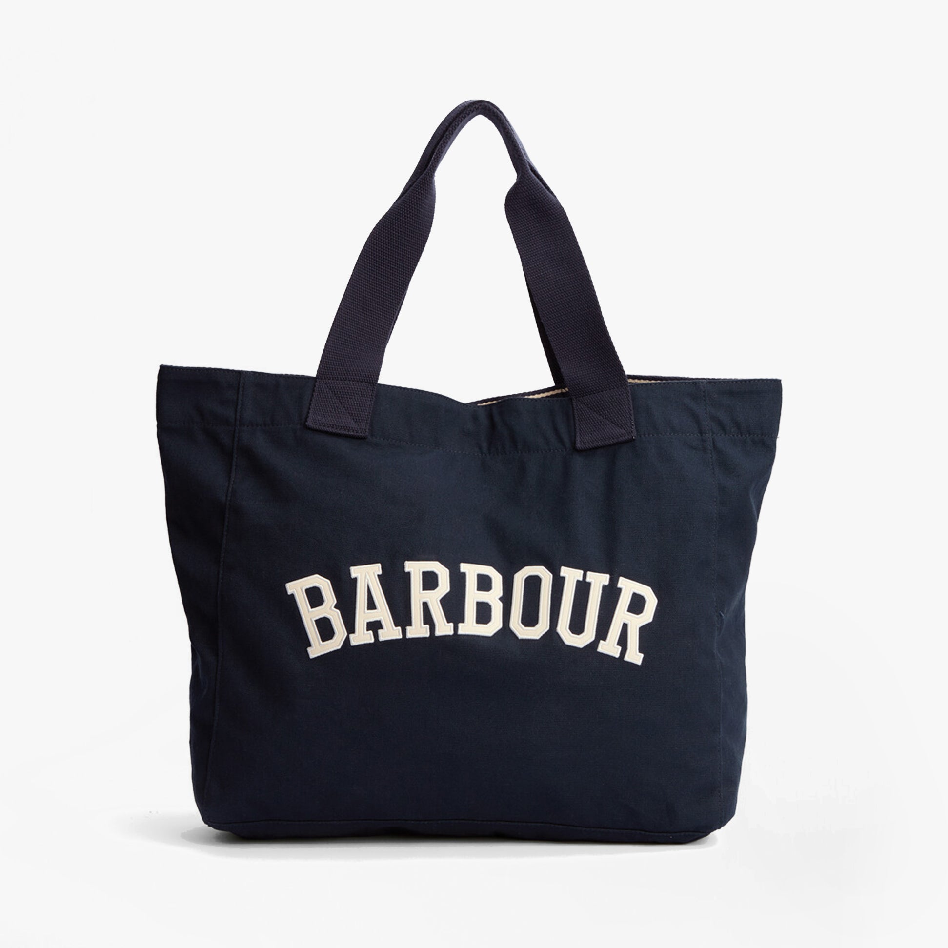 Barbour LOGO Womens Holiday Tote Bag Navy/Stone