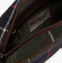 Barbour CULROSS Crossbody Bag Womens Classic Tartan interior detail view featuring zip closure and brand label.