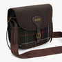 Barbour CROMARTY Crossbody Bag Womens Classic Tartan side view with button closure and adjustable strap.
