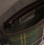Barbour CROMARTY Crossbody Bag Womens Classic Tartan inside view with zip pocket and brand tag