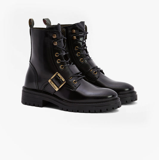 Barbour OUSEBURNE Womens Lace Up Boots Black Glace