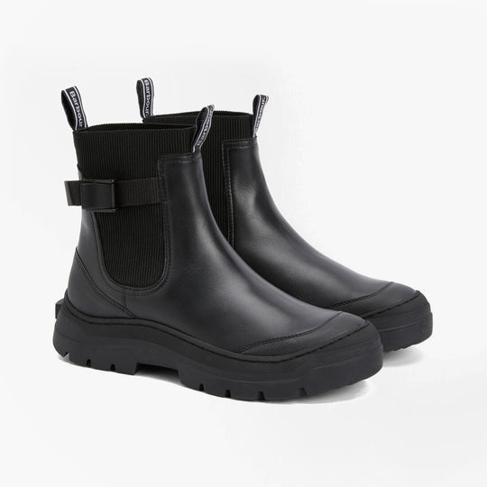 Barbour KLARA Womens Chelsea Boots Black side view featuring leather upper and rubber sole.