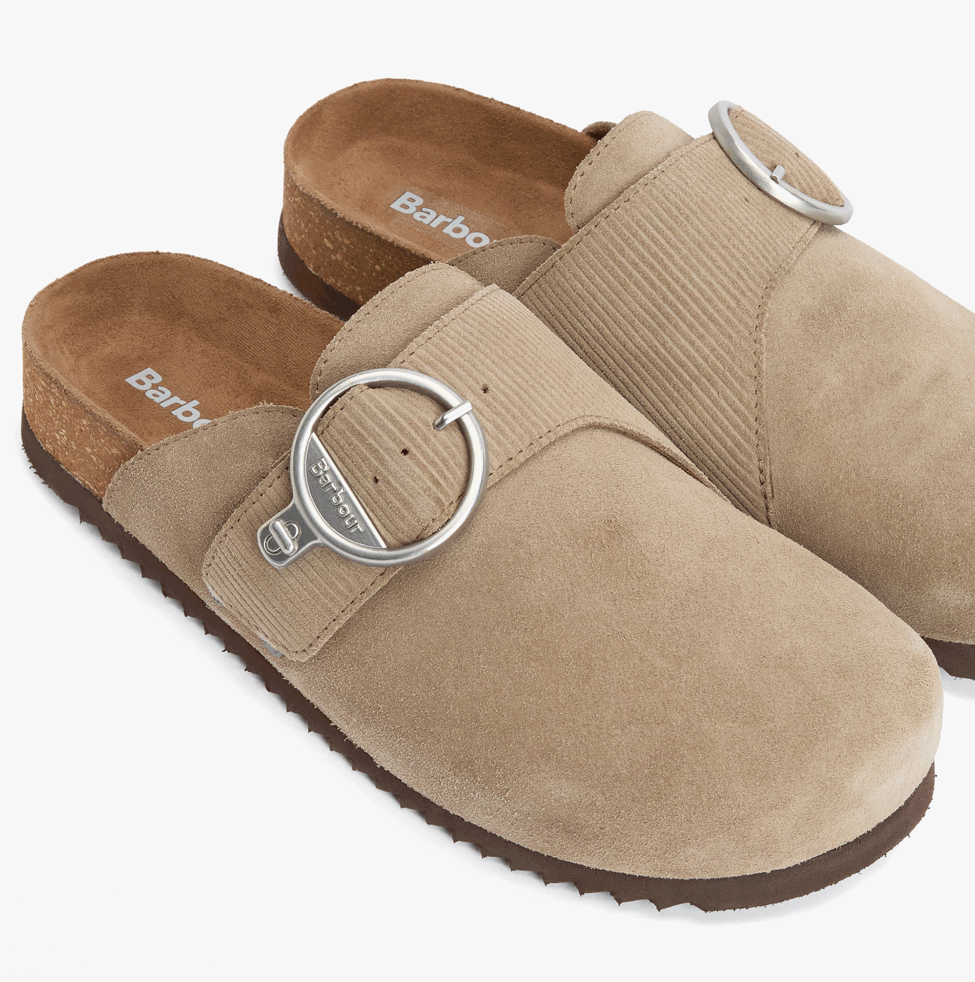 Barbour KYRA CLOSED Womens Mules Sandals Taupe Suede