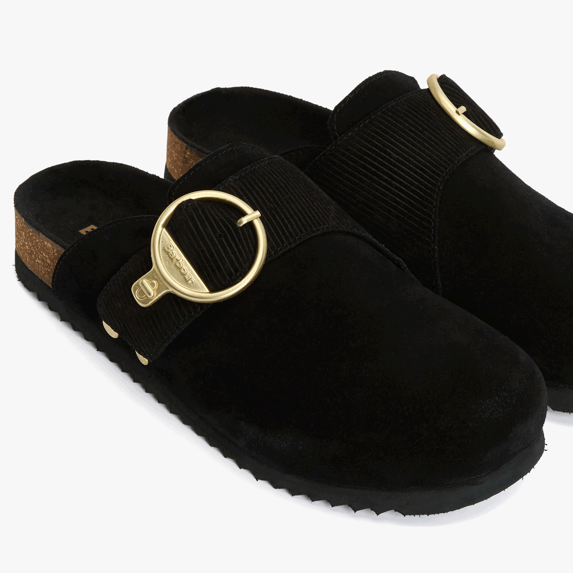 Barbour KYRA CLOSED Womens Mules Sandals Black Suede